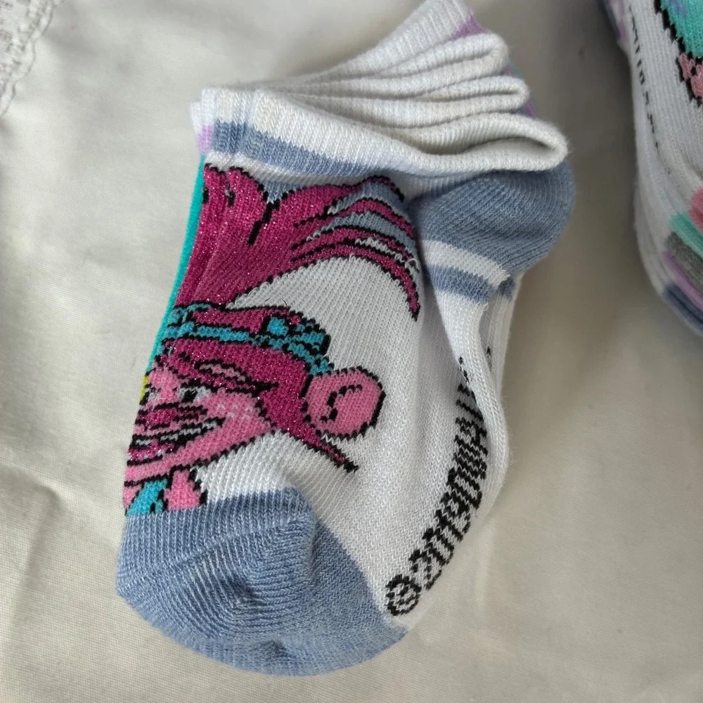 DreamWorks Trolls Girls 5 Pair Pack Low Cut Socks Shoe SZ 7-10 Poppy Branch NEW
